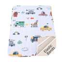 Padded Pack n Play Sheets Breathable Thick Pack and Play Mattress Protector, Quilted 38x26 Playard Sheet Fitted for Graco, Portable Mini Cribs and Foldable Mattress Pad, Soft Playpen Mattresses Cover (Car)