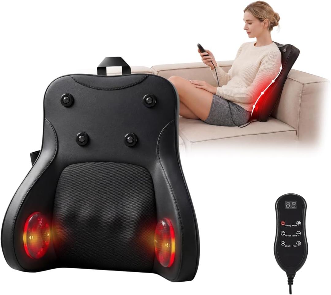 Shiatsu Back and Neck Massager with Heat,3D Kneading Heated Massage Pillow for Back,Neck,Leg Pain Relief Deep Tissue - Relax at Home,Office,Car,Chair,Gifts for Men,Women,Mom,Dad