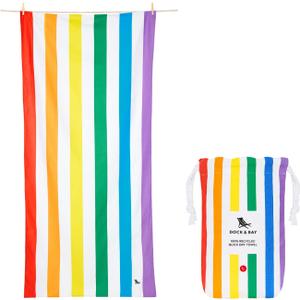 Dock & Bay Beach Towel - Quick Dry, Sand Free - Compact, Lightweight - 100% Recycled - Includes Bag - Summer - Rainbow Skies - Large (160x90cm, 63x35)