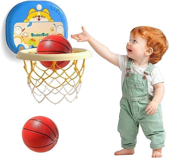 Basketball Hoop for Toddlers 1-3 Baby Toddler Mini Basketball Hoop,Indoor Fun for Boys' Bedrooms,Perfect Kids' Toy & Birthday Gift for 1-3 Year,Door-Mounted, Adjustable & Portable(Small-No Score)