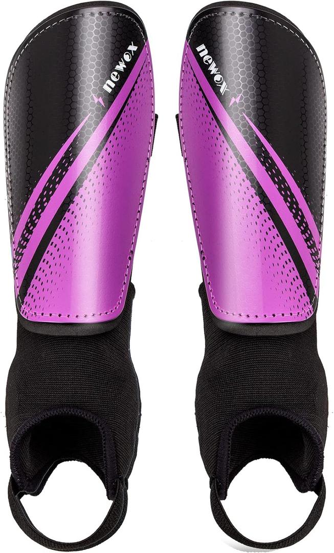 newox Soccer Shin Guards Kids Youth - Shin Pads Protection Boys Shin Guards Soccer Youth - Soccer Shin Guards for Kids 3-15 Years Old Girls Boys (Purple)