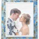 GIFTME 5 Picture Frame 8x10 Mother of Pearl,Tabletop or Wall Hanging Beach 8x10 Photo Frame for Anniversary,Mother's Day,Birthday,Wedding or Christmas(Blue Grey,1pc)