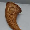 Amosfun Cornucopia Basket, Horn of Plenty Wicker Grapevine Fall Basket, Wicker Bread Basket Fruit Bowl Food Vegetables Serving Tray for Thanksgiving Table Centerpiece