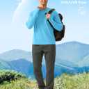Men's Sun Protection Hoodie Shirt UPF 50+ Long Sleeve Fishing Rash Guard UV SPF Summer Lightweight Hiking Shirt for Men (Blue)