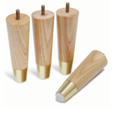 Solid Ash Wood Furniture Legs 6 Inch, Sofa Replacement Wooden Leg Set of 4, Cabinet Legs, Dresser Legs, Couch Legs, Recliner Legs (Ash Wood Legs with Metal Cap 4 Pack, 6 inch)