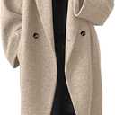 PEHMEA Women's Wool Blend Mid-Length Coat for Fall Winter, Single-Breasted Warm Classic Peacoat for Office Casual Outerwear (Medium, Oatmeal)