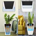 FIASON Large Square Tall Planters - 21'' Lightweight Flower Pots with Drainage Design for Indoor/ Outdoor (White, 2 Set)