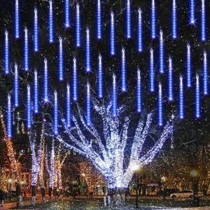 iBaycon 20 Tubes 480 LED Meteor Shower Rain Lights, 11.8 inches Cascading Icicle Lights Waterproof Outdoor, Connectable Falling Raindrop Lights with Timer for Holiday Party Christmas Decorations (Blue)