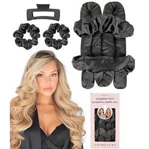 Heatless Curls Overnight No Heat Flexi Rods Large Jumbo Hair Rollers Curlers to Sleep in for Long Hair, Soft Satin Heatless Curling Rod Set for Women Beauty Curly Hair Styling Tools Accessories