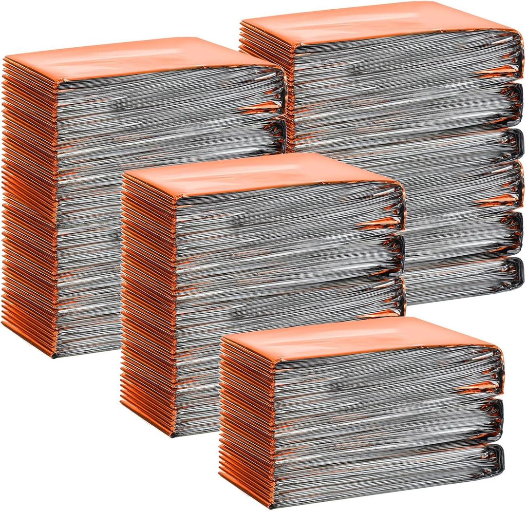 Chumia Emergency Thermal Blanket Bulk 83 x 63 Gigantic Foil Space Blanket Survival Reflective Accessories Gift for Homeless Camping Gear First Aid Hiking Outdoor (Orange)