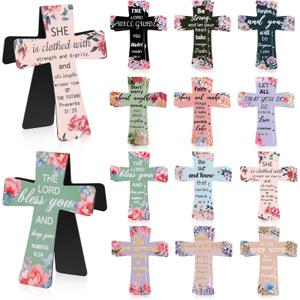 24 Pcs Magnetic Bookmarks Christian Cross Magnetic Page Markers Religious Bible Verses Bookmarks for Mother's Day Women Student Church Study Group Graduation Coworker Team (Flower)