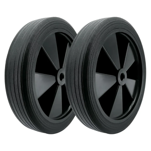 2-Pack 10x1.75 Solid Rubber Wheel Assembly，1-3/4”Centered Hub with 5/8”Axle Bore Hole,10 Inch Ribbed Tread Wheel for hand trucks Utility Carts