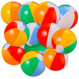 SCIONE Beach Balls Bulk 12 Pack - 9" Inflatable Swimming Pool Toys for Kids Summer Water Games, Hawaiian Tropical Theme Party Decorations Favors Supplies