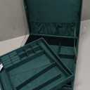 Juvale Velvet Jewelry Box Organizer - 10.5 x 10.5 x 3.5 in, Green - Lockable 2-Tier Travel Jewelry Case & Earring Storage - Removable Tray & Built-In Necklace Organizer