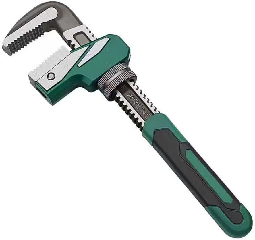Upgraded 11 inch Heavy Duty Adjustable Pipe Wrench with [Silicone Non-slip Grip] Adjustable Wrench Fits a Variety of Fastener Sizes for Construction Machine Automobiles Home Repairs 11'' Green