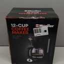 Mueller 12-Cup Drip Coffee Maker - Borosilicate Carafe, Auto-Off, Reusable Filter, Anti-Drip, Keep-Warm Function, Clear Water Level Window Coffee Machine, Kitchen Essentials & Accessories (Black)