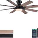 52" Low Profile Ceiling Fans with Lights and Remote, Modern Outdoor Ceiling Fans with 3 Colors 6 Speeds, Flush Mount Ceiling Fan Light with Reversible DC Motor