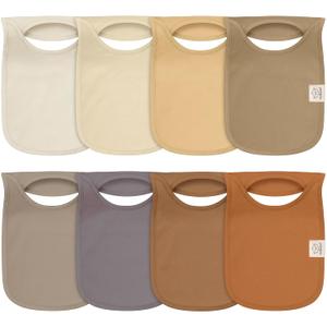 8-Pack Baby Bibs for Boys, Girls - Pullover Bibs for Drooling Teething Baby Girl & Boy Toddler, Newborn, Soft & Absorbent, Cute Colors, Large Torso Coverage Keep Infant Clean & Dry (Terracotta)