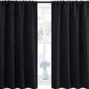 NICETOWN Black Out Short Curtain Panels for Kitchen - Energy Smart Decoration Thermal Insulating Blackout Drapes/Draperies for Bathroom Small Window (2 Panels,42 in x 45 in (W x L))