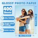 400 Sheets Glossy Photo Paper, 4in x 6in Inkjet Photo Printer Paper, Picture Paper for Photos, Calendars, Brochures, Cards, Menus(180gsm / 48lb)