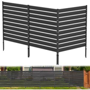 Metal Privacy Fence Panels for Outside, 42" H x 38" W (3 Panels) Air Conditioner Fences, Pool Equipment Enclosure Trash Can Fence, No Dig Privacy Screen Fencing for Outdoor, Black