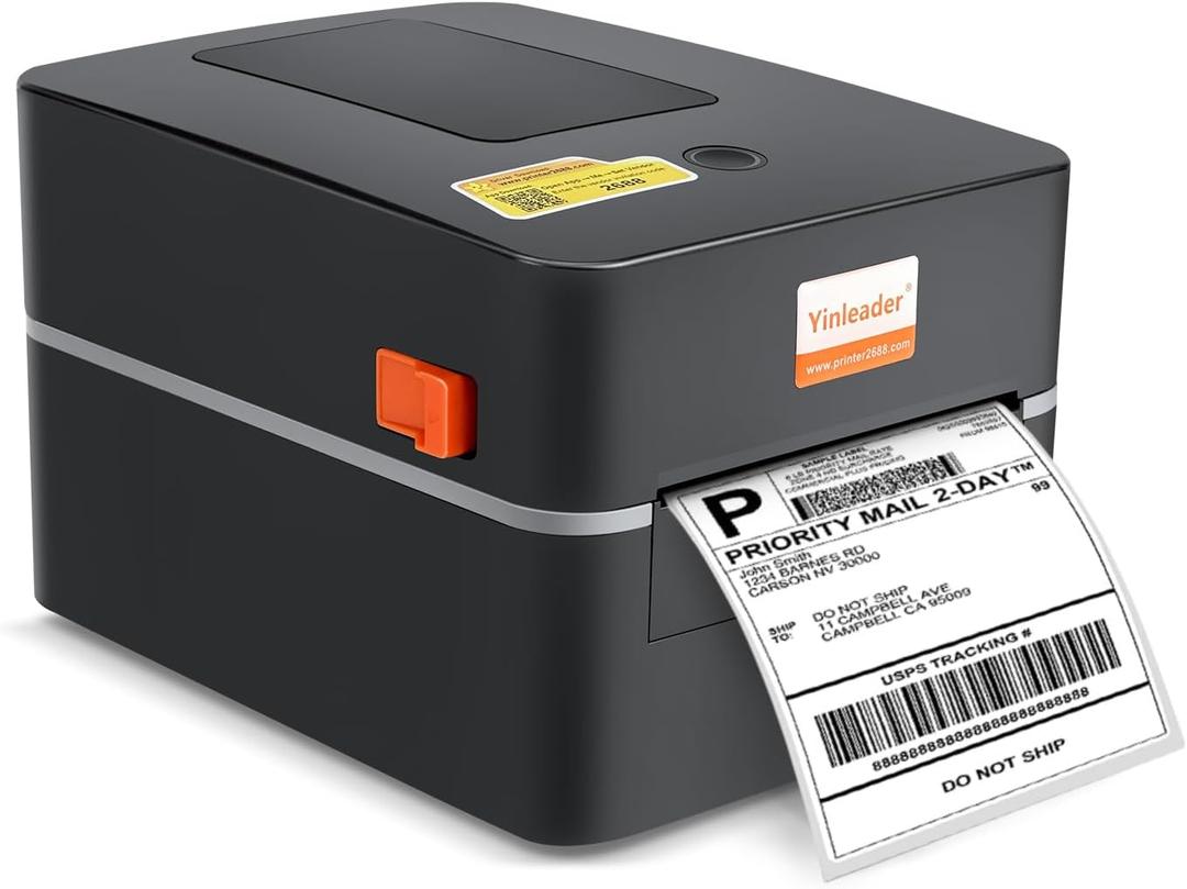 Yinleader Thermal Label Printer for Shipping Labels 4x6 - Desktop Label Printers for Monochrome, USB, Works with Windows, Mac OS, ChromeOS, Amazon, Etsy, Ebay, Shopify, USPS, FedEx, DHL (Black)
