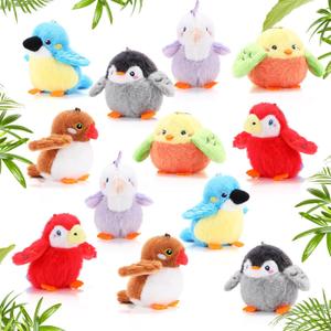 Jenaai 12 Pcs Mini Bird Stuffed Animals Bulk 4 Inches Small Cute Soft Forest Plush Elephants Stuffed Animal Toys for Girls Boys Birthday Baby Shower Decoration Party Supplies(Multicolor)