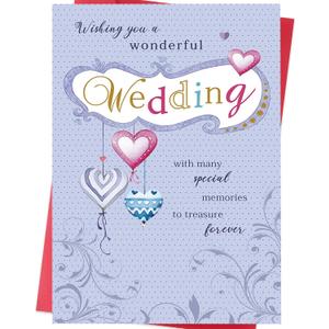 3 x Wedding Card Wedding Cards Congratulations for Bride and Groom, Romantic Heart Design Wedding Day Greeting Card, Perfect Wedding Gifts with Love & Happiness Message
