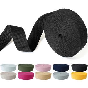 Cotton Webbing 1 Inch - 5 Yards Durable Canvas Straps for Sewing & DIY Crafts | Soft Poly Cotton Webbing for Tote Handles, Pet Collars, Cloth Belts & Home Decor (Black)