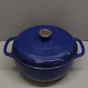 Lodge Essential Enamel Cast Iron Dutch Oven - Perfect for Bread Baking, Braising, Marinating & Slow Cooking - Features Moisture-Sealing Lid & Dual Handles - Kitchen Essentials - 6 Quarts - Indigo