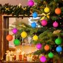 6 Pcs 4 Inches Large Neon Christmas Balls Ornaments Colored Shatterproof Baubles Bright Christmas Tree Decoration Fluorescence Plastic Hanging Balls Ornaments for Xmas Holiday Party Home