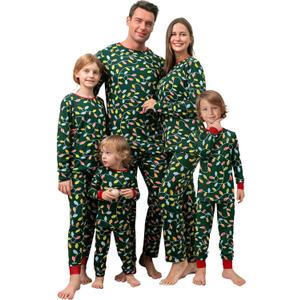 Rnxrbb 2025 Family Christmas Pajamas Matching Sets Holiday Xmas Christmas Pjs Jammies for Women Men Couples Adult Kids (Small, Green Christmas Lights)