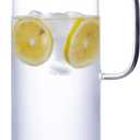 1.5 L Glass Pitcher with Lid and Spout, Cold or Hot Water Drinking Jug for Homemade Iced Tea and Juice