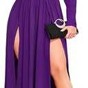 ZOMVA 2025 Plus Double High Split Sexy Maxi Dress Ruffle Sleeve Wrap Two Side Slit Dresses Club Party Formal, Size 4XL