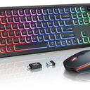 Wireless Keyboard and Mouse Combo, RGB Backlit, Rechargeable & Light Up Letters, Full-Size, Soft Typing, Sleep Mode, 2.4GHz Quiet Keyboard Set for Mac, Windows, Laptop, PC, Trueque (Black)