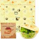 2 PCS Reusable Beeswax Wraps 14 x 13 Inch & 11 x 10 Inch Beeswax Sandwich Wraps for Food Eco-Friendly Sustainable Food Storage Wraps