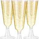 40 Pack Disposable Champagne Flutes, 5 oz Clear Plastic Champagne Glasses with Gold Rim, Elegant Toasting Glasses, Cocktail Cups for Party, Birthdays, Wedding, Christmas