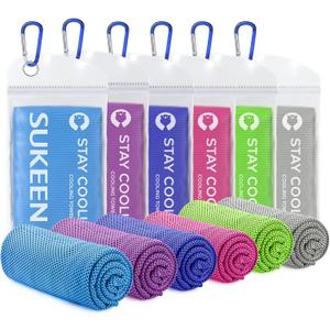 Sukeen Cooling Towel(40"x12") Sweat Towel Cold Towel for Neck&Head,Soft Breathable Chilly Towel for Yoga, Golf, Gym, Camping, Running, Workout & More Activities (Blue/Purple/Dark Blue/Pink/Green/Grey)