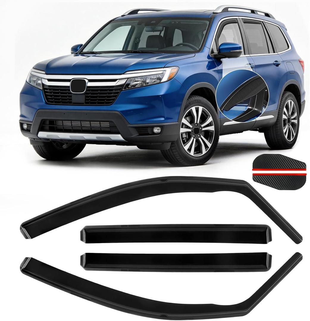in Channel Rain Guards Fit for Honda Pilot 2016-2022, Honda Passport 2019 2020 2021 2022 2023 2024 2025, Window Deflectors, Vent Window Visors Shades Shield, Car Accessories-4PCS