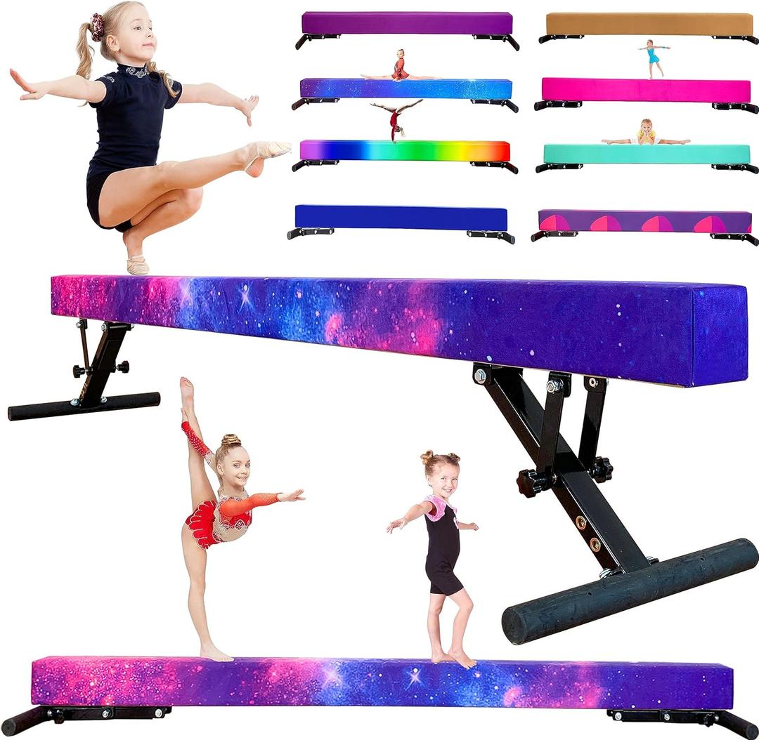 MARFULA Adjustable Balance Beam 8 ft Gymnastic Beam Adjustable Height for Kids and Teenage of All Gymnastic Levels, Gymnastic Training Beam Gymnastic Equipment for Athlete Home and Gym Club Use (Height: 9 inch - 17 inch, Magic Star (Height: 9" - 17"))