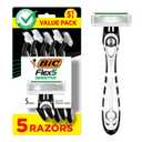 BIC Flex 5 Sensitive Men's Disposable 5-Blade Razors, Comfortable Shave, 5-Pack