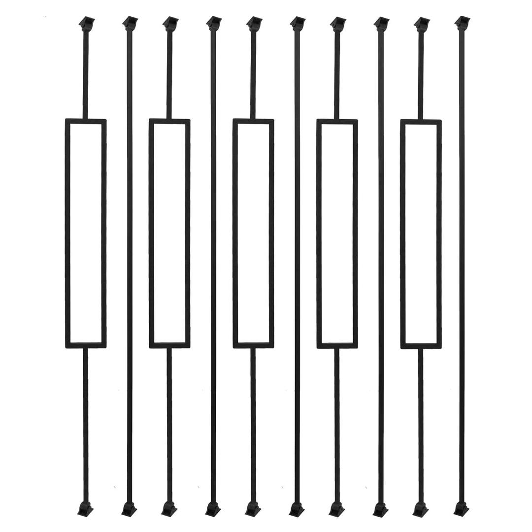 10 Pack Iron Balusters Staircase Rectangular Hollow Stair Spindles Square Craft Spindles Balusters 1/2" Square Balusters for Staircase Interior with Iron Baluster Swivel Shoes
