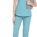 niaahinn Scrubs Set for Women Nurse Uniform Jogger Suit Stretch Top & Pants with Multi Pocket for Nurse Esthetician Workwear Small