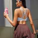 RUNNING GIRL Sports Bras for Women, Medium-High Impact Running Strappy Sports Bra with Removable Pads (Gray, XL)