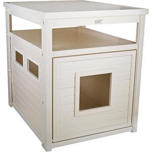 New Age Pet ECOFLEX Litter Loo, Moisture and Odor Resistant Enclosure & End Table, No‑Tools Assembly, Antique White, Jumbo 30"L x 24"W x 28.9"H