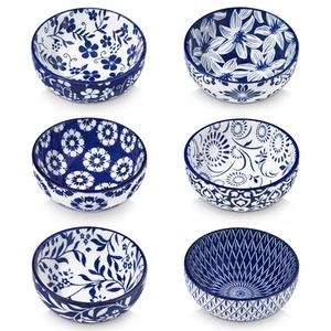 vancasso SELENE Ceramic 2.7 Oz Mini Dipping Bowls Set of 4  3 Inch Small Dip Bowls for Sauce, Soy Sauce, Sushi, Condiments & Side Dishes, Microwave & Dishwasher Safe, Vintage Blue