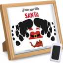Baby's First Christmas Footprint Craft Newborn Footprint Art Craft DIY Frame Christmas Ornament Kit Wooden Picture Frame Holiday Xmas Gifts 2025, Tabletop Display Memory Keepsake(Santa,Black)