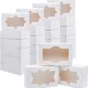 JOYIN 24 PCS Christmas Cookie Boxes for Gift Giving, 8.75 x 5.75 x 2.75 Xmas Holiday White Bakery Treat Boxes Containers with Window for Pastries, Cupcakes, Chocolate, Candy, Brownies, Donuts