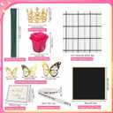 36 PCS Hot Pink Glitter Roses Bouquet Kit, Sparkling Flower Arrangement with Stems, Butterflies, Crown, Wrapping Paper, Card, Ribbon for Wedding, Holiday, Mothers Day, Birthday, DIY Crafts