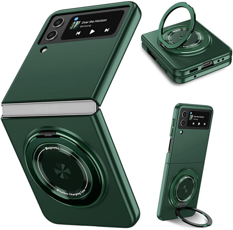 ZHOZEXIN Compatible with Samsung Galaxy Z Flip 4 Case, Magnetic Hinge Protection Shockproof Matte PC with Non-Slip Grip Protective Cover for Samsung Galaxy Z Flip 4 5G (Green)